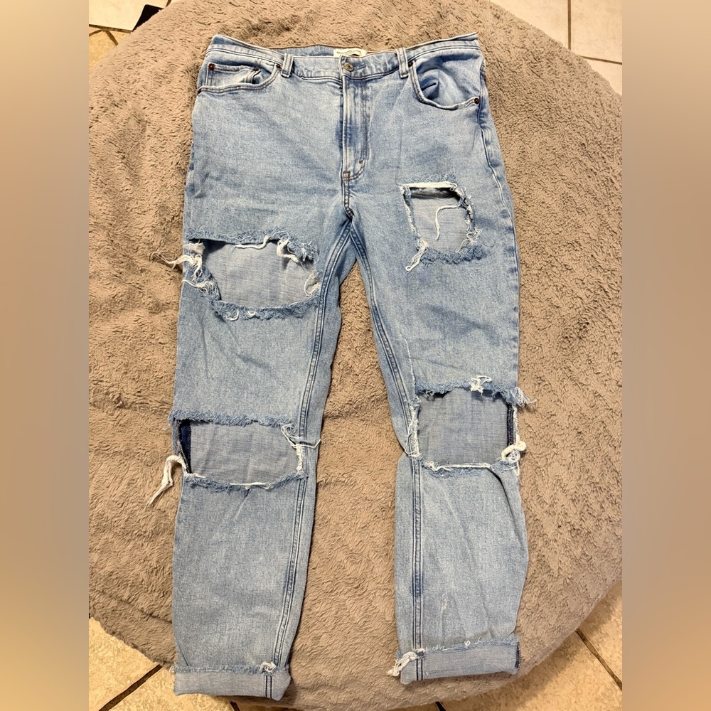 Abercrombie & Fitch Ripped Light Blue Skinny Jeans